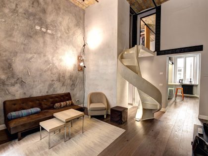 A Stylish Contemporary Home with Spiral Staircase in Rome, Italy