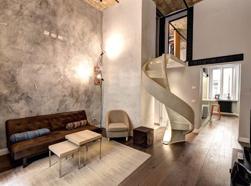 A Stylish Contemporary Home with Spiral Staircase in Rome, Italy by MOB ARCHITECTS (1)