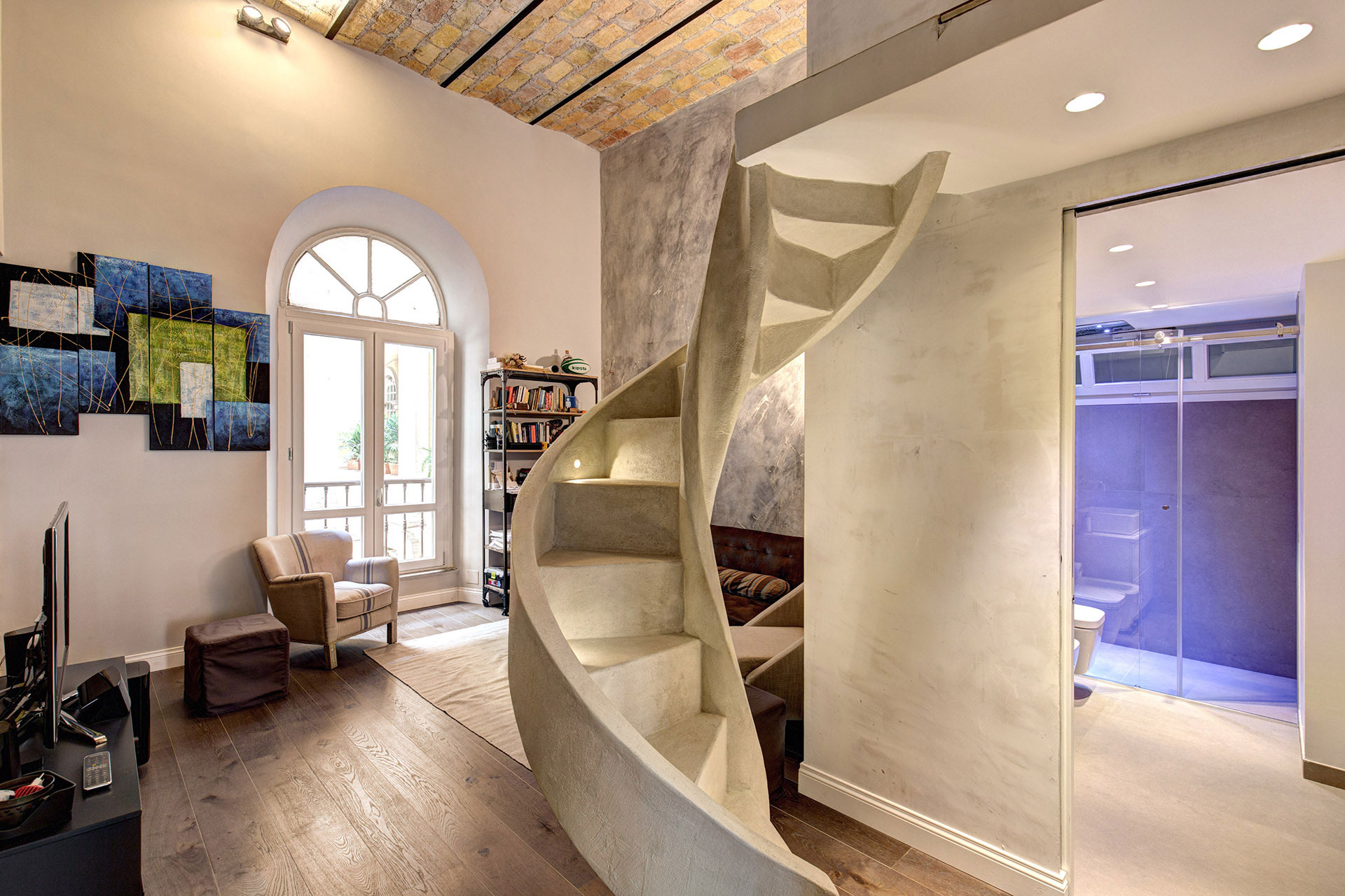 A Stylish Contemporary Home with Spiral Staircase in Rome, Italy by MOB ARCHITECTS (12)