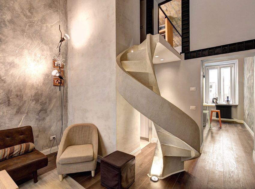 A Stylish Contemporary Home with Spiral Staircase in Rome, Italy by MOB ARCHITECTS (3)