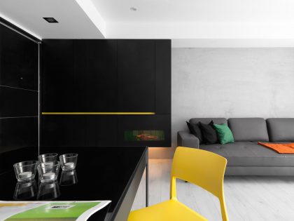 A Stylish Modern Apartment with a Strong Contrast of Materials in Taichung, Taiwan by Z-AXIS DESIGN (6)