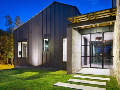 A Stylish Modern Farmhouse Built From Stone, Wood, Glass and Metal in Austin, Texas by Shiflet Group Architects & Glynis Wood Interiors (3)