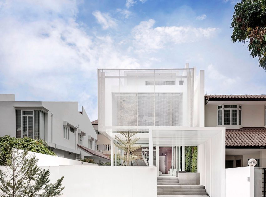 A Stylish Semi-Detached House with White Translucent Box in Singapore by Park + Associates (1)