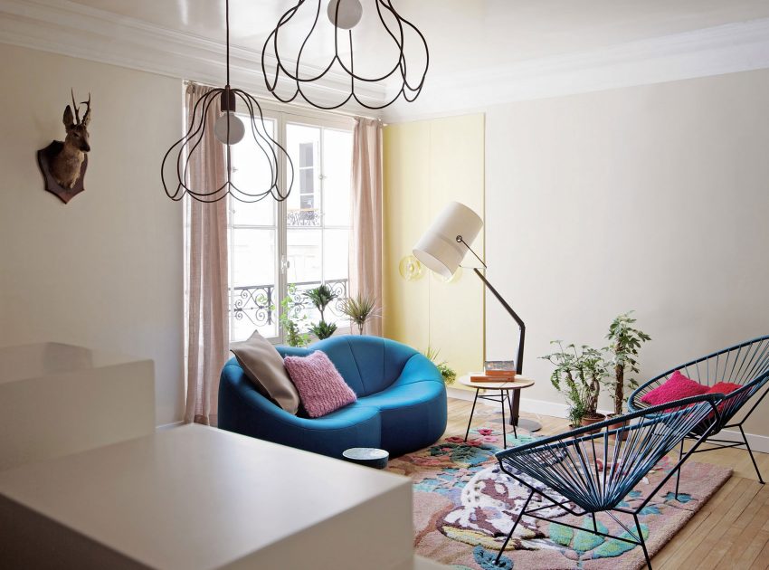 A Stylish and Vibrant Contemporary Apartment in Paris, France by UdA (1)