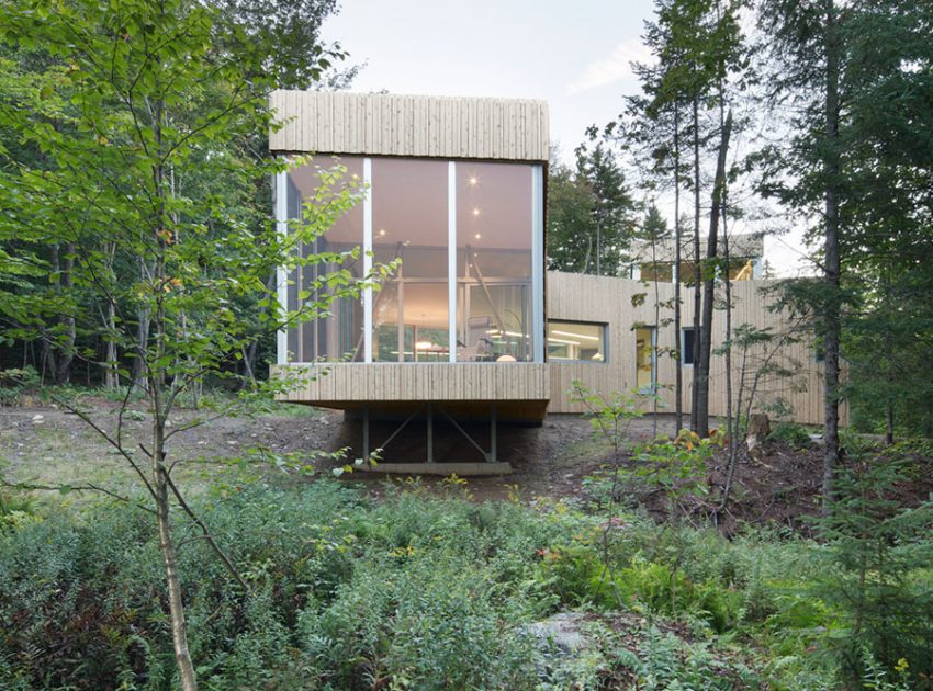 A Sustainable Family Lake House Surrounded by Lush Woods on Lac Grenier by Paul Bernier Architecte (2)