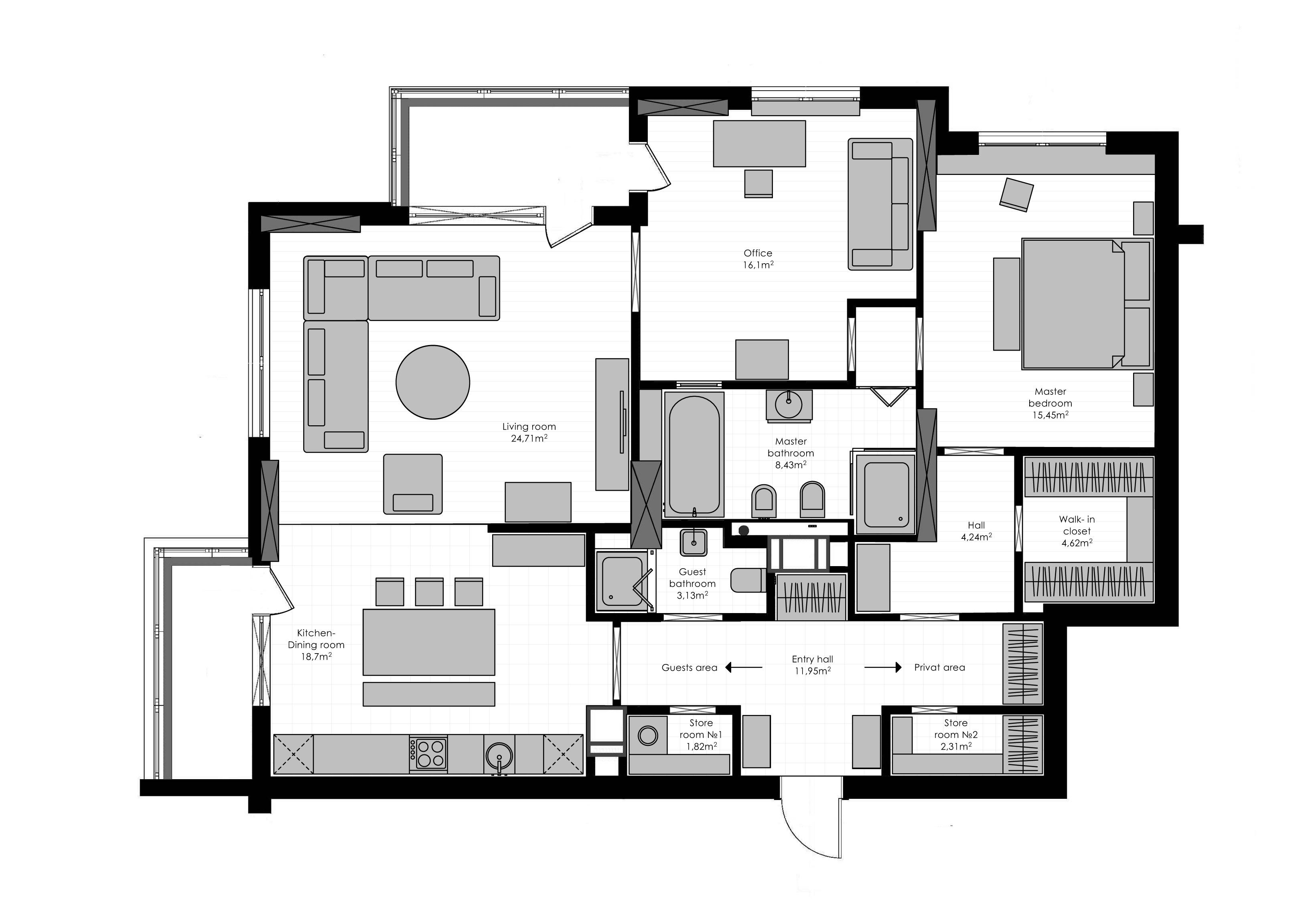 An Airy Monochromatic Apartment with Clean Lines and Simple Furnishings in Kiev by Alena Yudina (31)