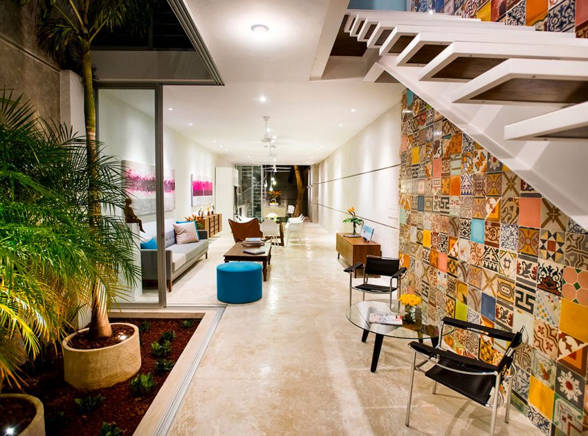 An Eclectic and Colorful Contemporary Home with Wall Tiles in Merida, Mexico by H. Ponce Arquitectos (12)