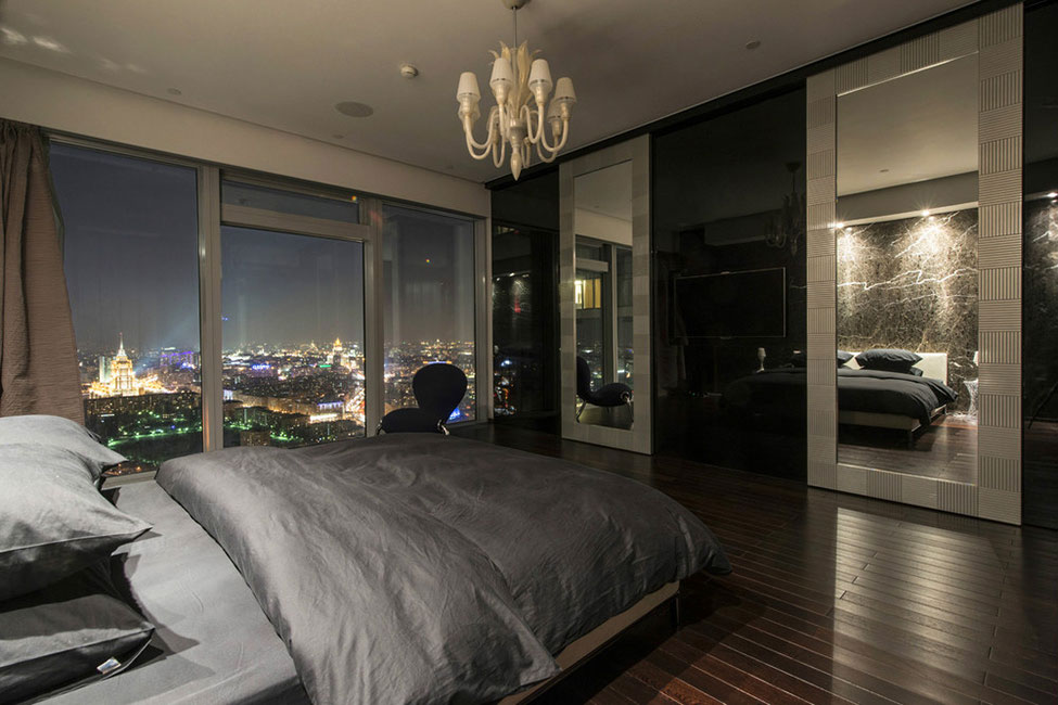 An Elegant Apartment with Black and White Interiors in Saint Petersburg Tower by Yegor Serov (11)