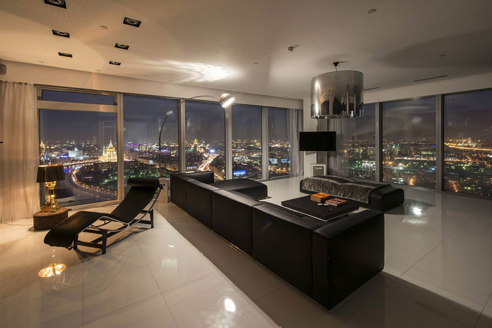 An Elegant Apartment with Black and White Interiors in Saint Petersburg Tower by Yegor Serov (14)