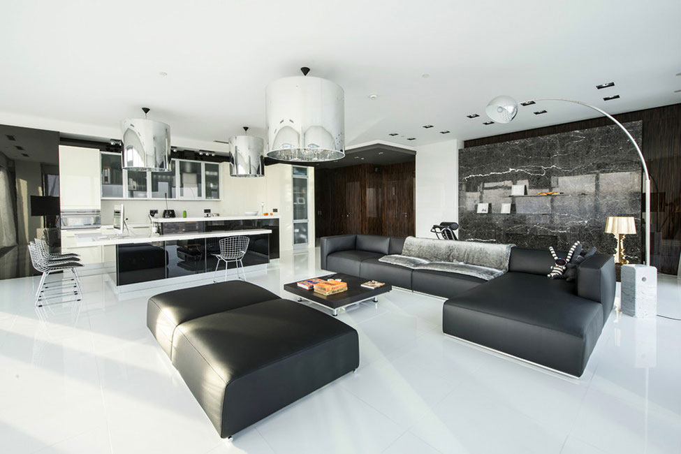 An Elegant Apartment with Black and White Interiors in Saint Petersburg Tower by Yegor Serov (2)