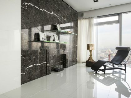 An Elegant Apartment with Black and White Interiors in Saint Petersburg Tower by Yegor Serov (5)