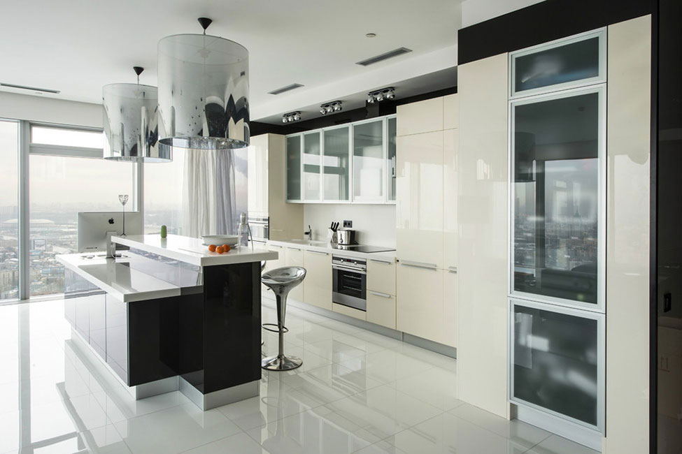 An Elegant Apartment with Black and White Interiors in Saint Petersburg Tower by Yegor Serov (6)