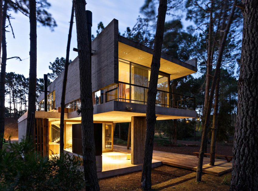 An Elegant Concrete and Glass House in the Forest of Pinamar, Argentina by ATV arquitectos (9)