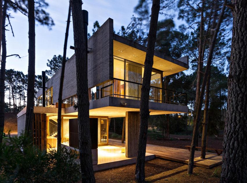 An Elegant Concrete and Glass House in the Forest of Pinamar, Argentina by ATV arquitectos (9)