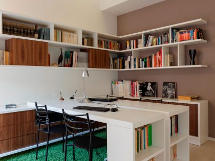 An Elegant Contemporary Attic Apartment with Green and White Interior in Bologna by MAMA (14)