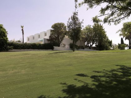 A Beautiful White Modern Home with an Internal Courtyard Surrounded by Perforated Walls in Marbella