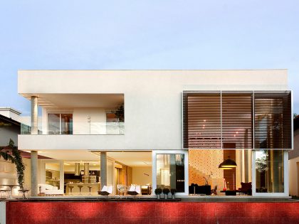 A Bright Contemporary Home with Geometric and Rough Concrete Facade in Brasilia by Architecture Ney Lima (3)