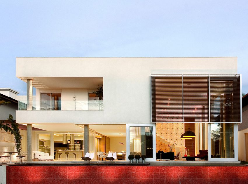 A Bright Contemporary Home with Geometric and Rough Concrete Facade in Brasilia by Architecture Ney Lima (3)