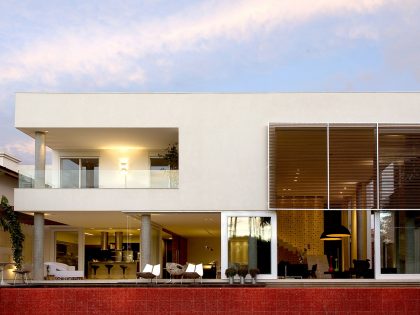 A Bright Contemporary Home with Geometric and Rough Concrete Facade in Brasilia by Architecture Ney Lima (5)