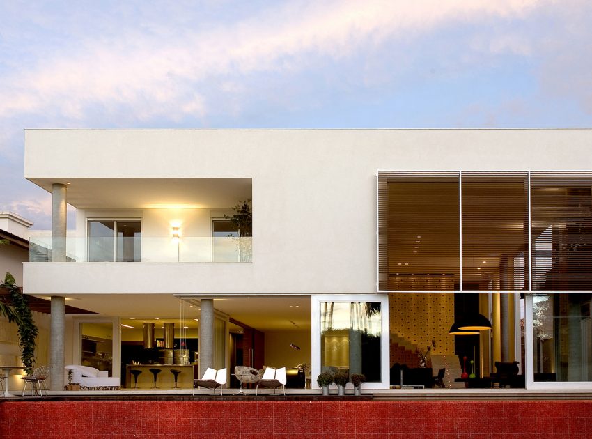 A Bright Contemporary Home with Geometric and Rough Concrete Facade in Brasilia by Architecture Ney Lima (5)