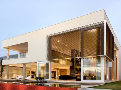 A Bright Contemporary Home with Geometric and Rough Concrete Facade in Brasilia by Architecture Ney Lima (6)
