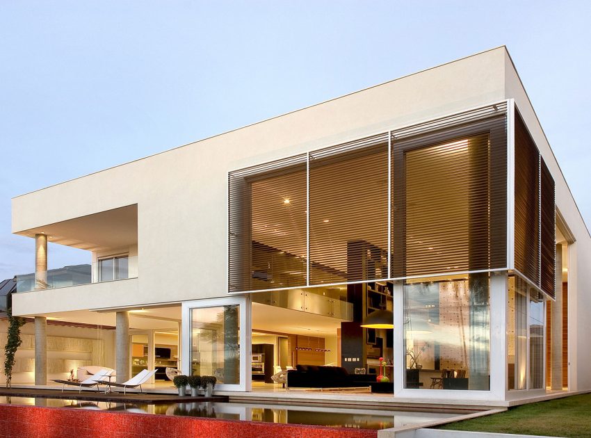 A Bright Contemporary Home with Geometric and Rough Concrete Facade in Brasilia by Architecture Ney Lima (6)