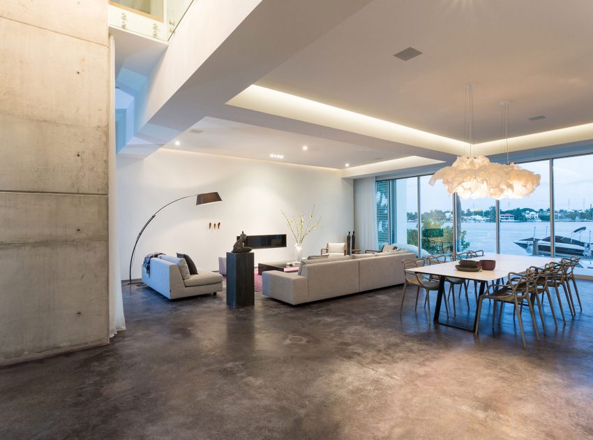 A Bright Modern Concrete Home with Beautiful and Transparent Arrangement on Biscayne Bay by [STRANG] Architecture (12)