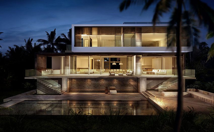 A Bright Modern Concrete Home with Beautiful and Transparent Arrangement on Biscayne Bay by [STRANG] Architecture (4)