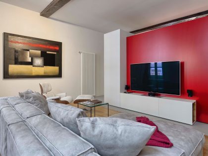 A Chic Contemporary Apartment with Red, Black and White Interiors in Turin, Italy by Archisbang (1)