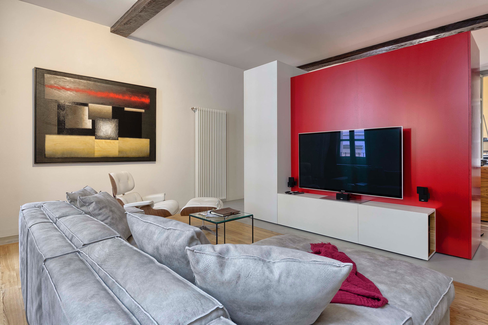 A Chic Contemporary Apartment with Red, Black and White Interiors in Turin, Italy by Archisbang (1)