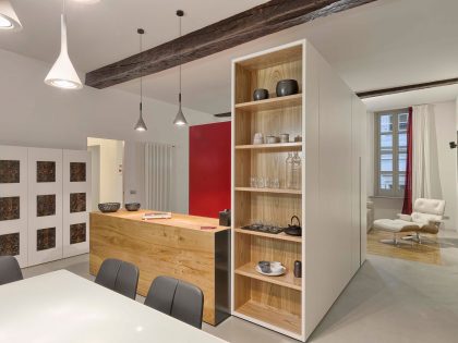 A Chic Contemporary Apartment with Red, Black and White Interiors in Turin, Italy by Archisbang (6)