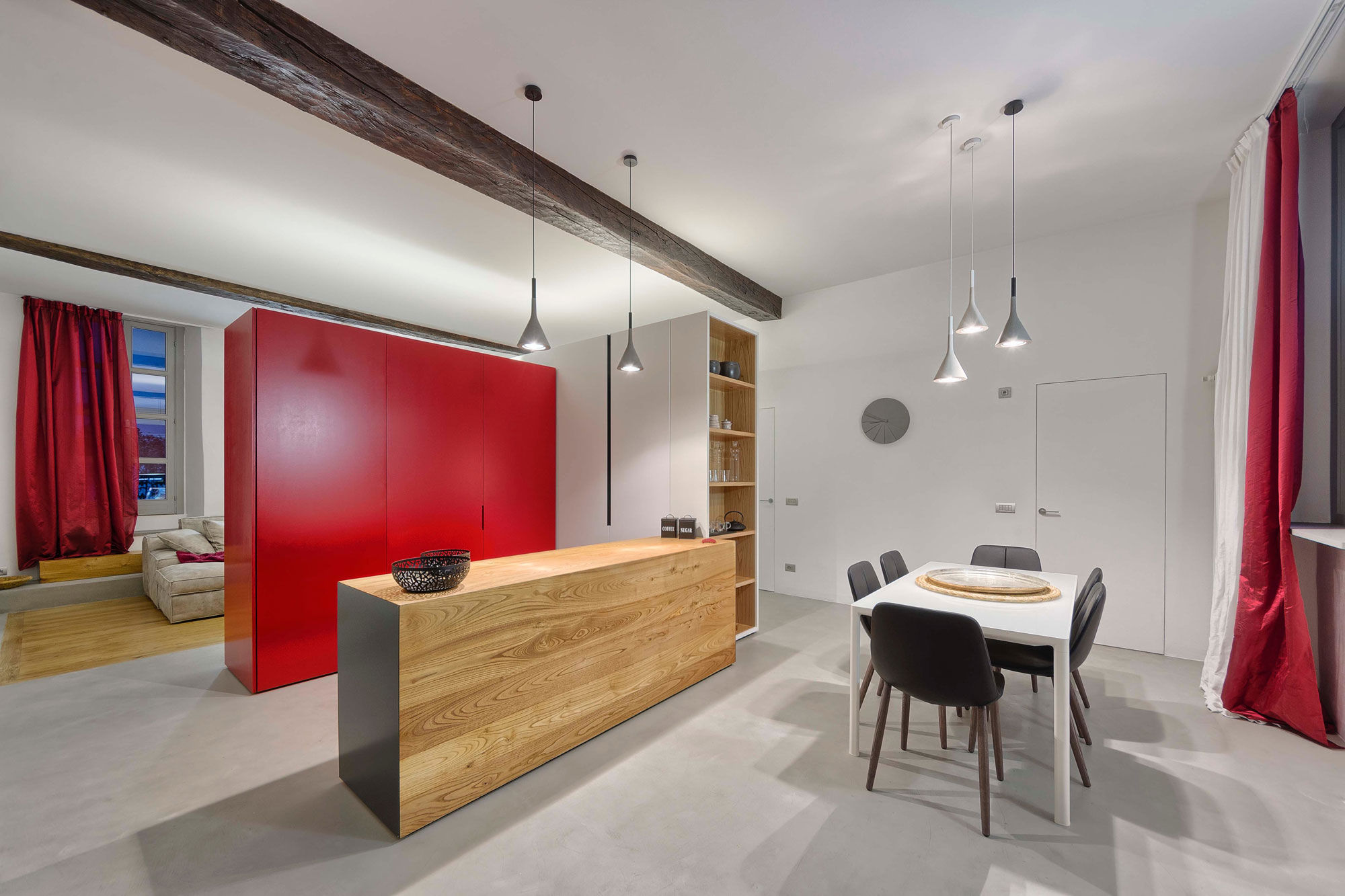 A Chic Contemporary Apartment with Red, Black and White Interiors in Turin, Italy by Archisbang (7)