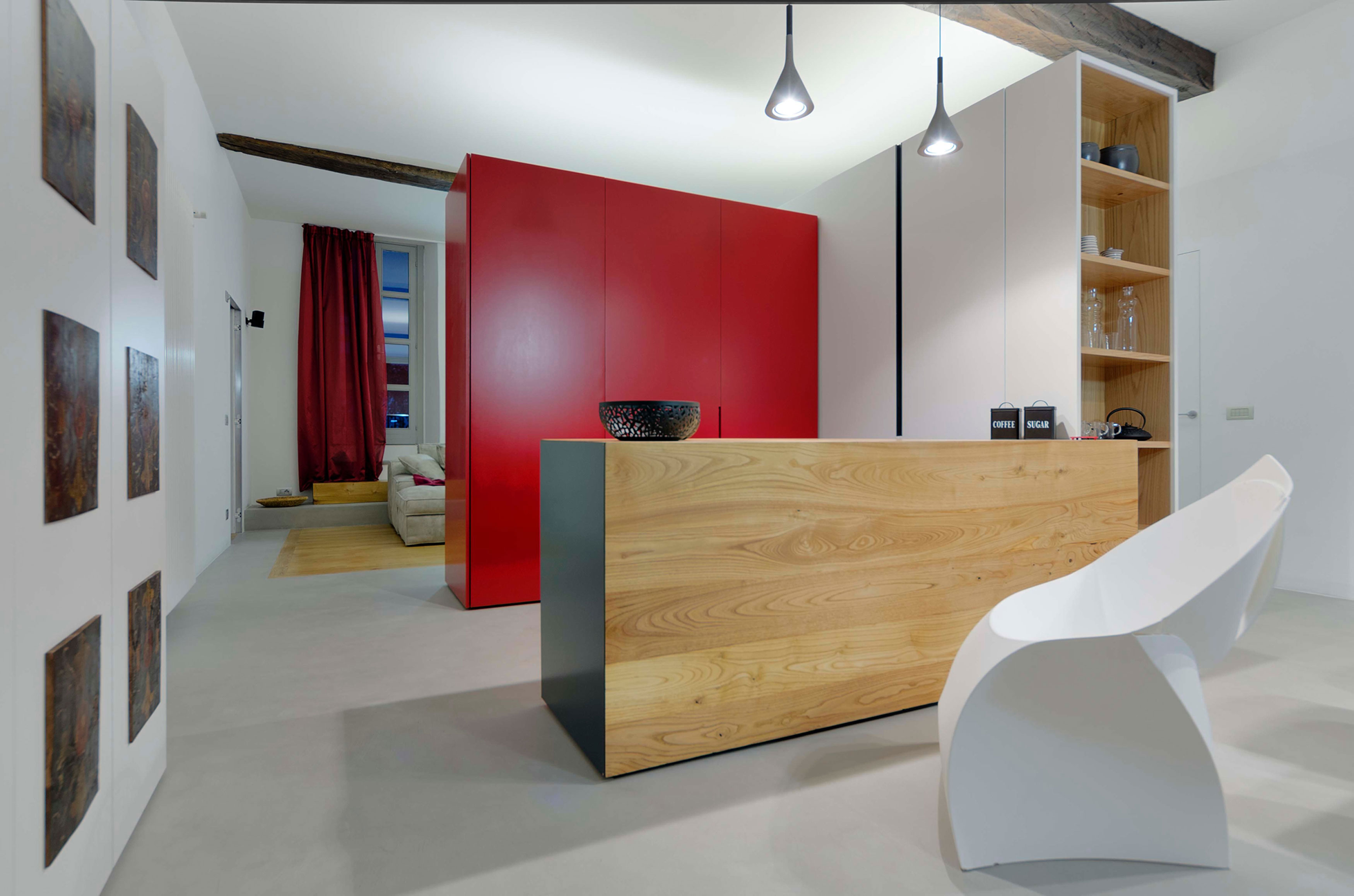 A Chic Contemporary Apartment with Red, Black and White Interiors in Turin, Italy by Archisbang (8)