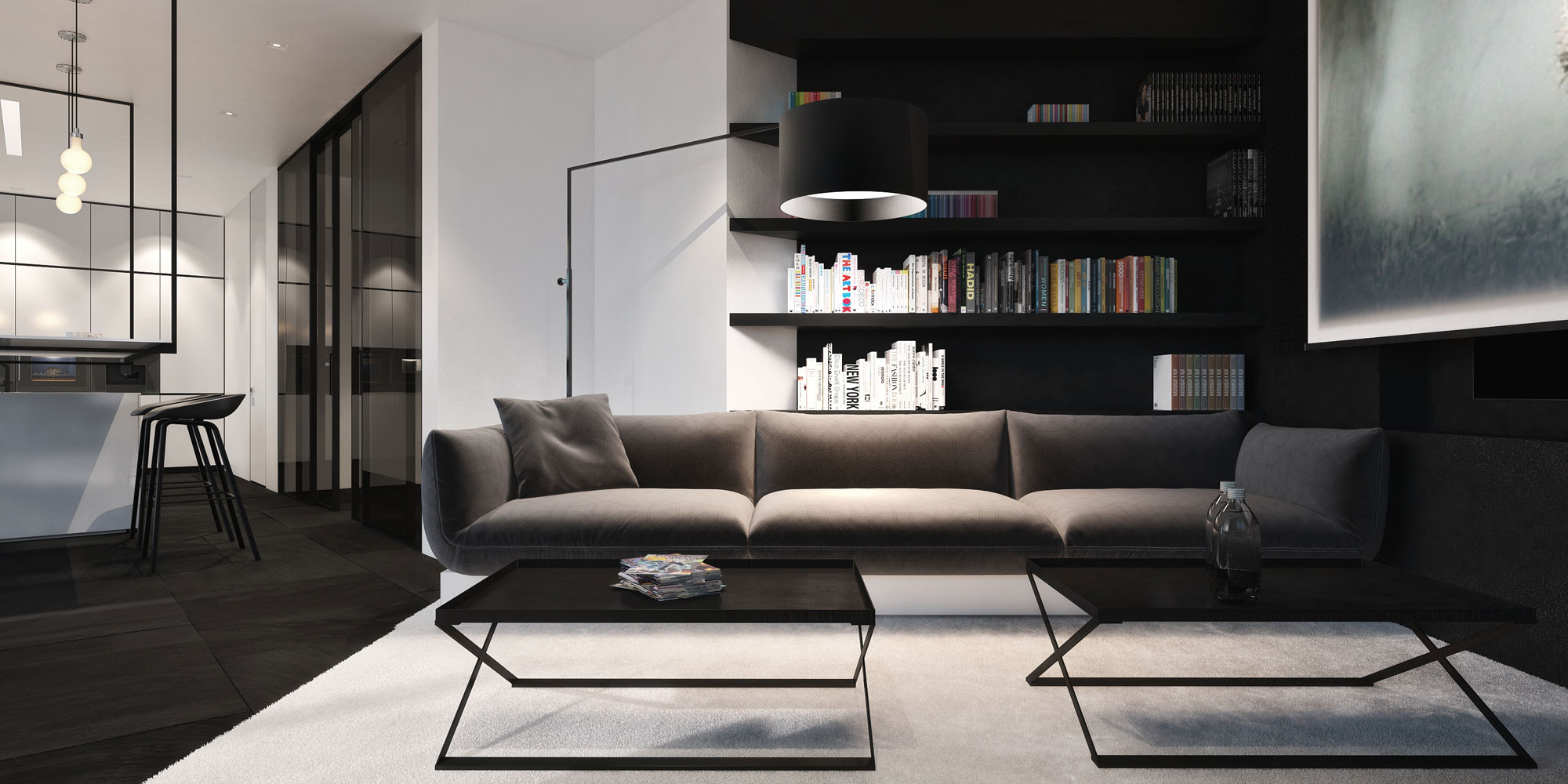 A Chic and Elegant Home with the Contrast of Black and White in Kiev, Ukraine by Igor Sirotov Architect (2)