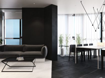 A Chic and Elegant Home with the Contrast of Black and White in Kiev, Ukraine by Igor Sirotov Architect (3)