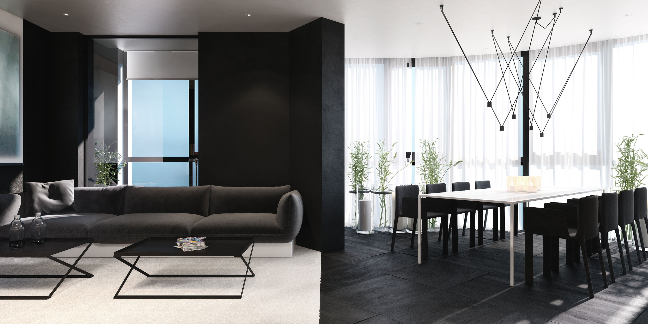 A Chic and Elegant Home with the Contrast of Black and White in Kiev, Ukraine by Igor Sirotov Architect (3)