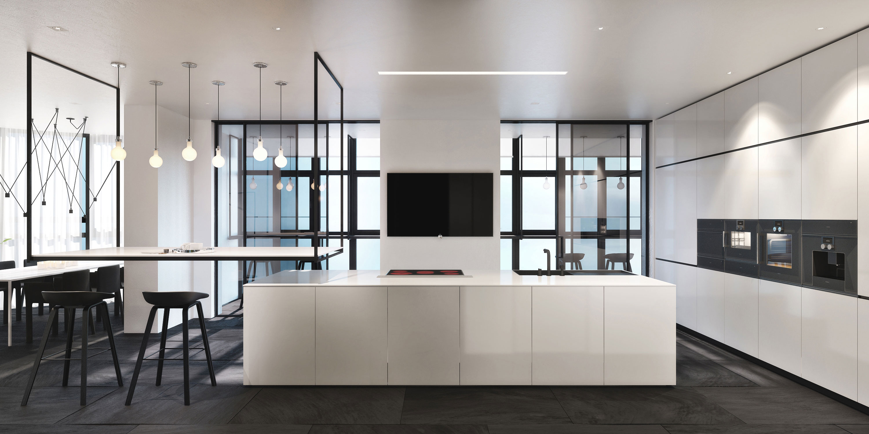 A Chic and Elegant Home with the Contrast of Black and White in Kiev, Ukraine by Igor Sirotov Architect (4)