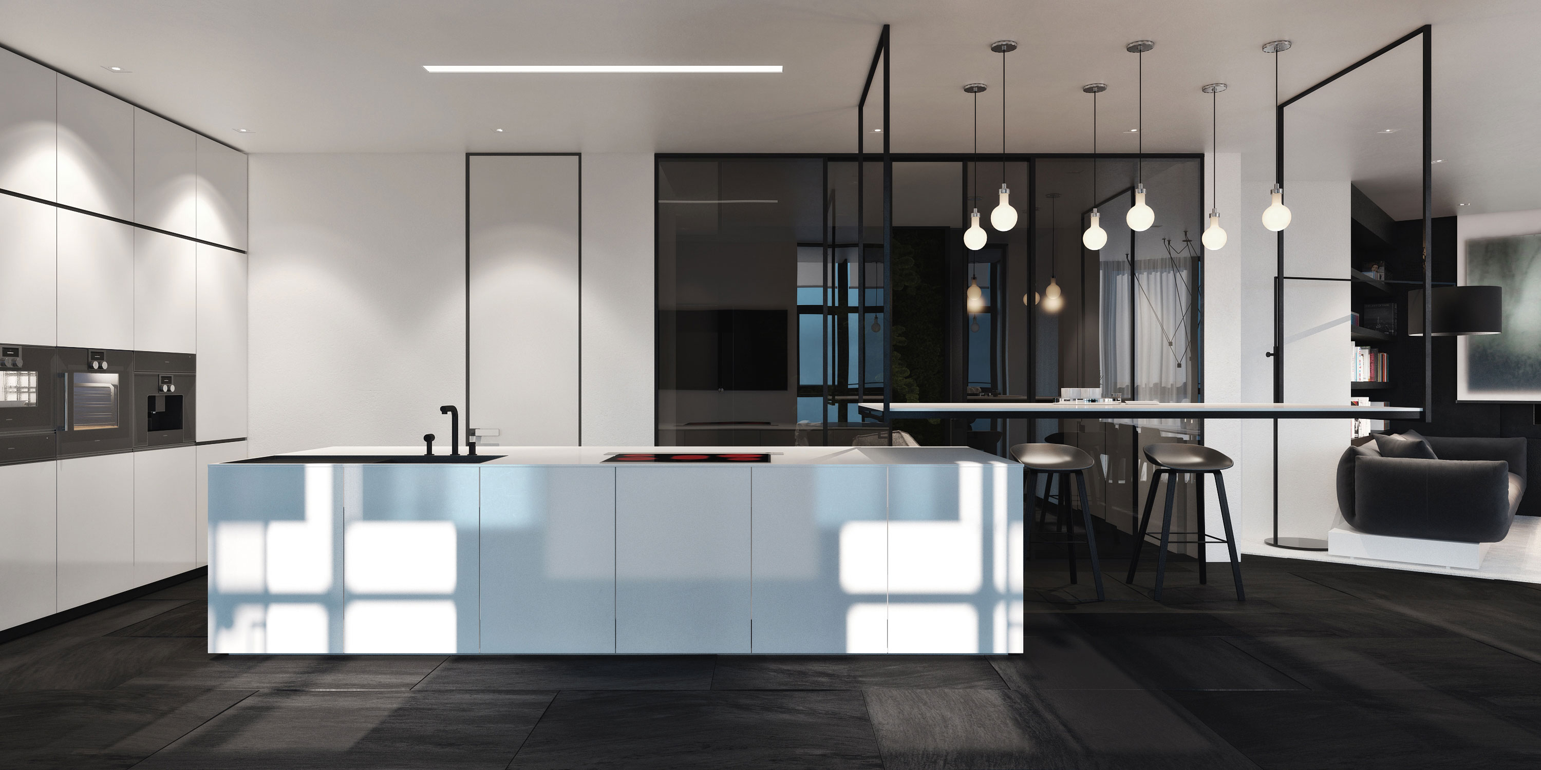 A Chic and Elegant Home with the Contrast of Black and White in Kiev, Ukraine by Igor Sirotov Architect (5)