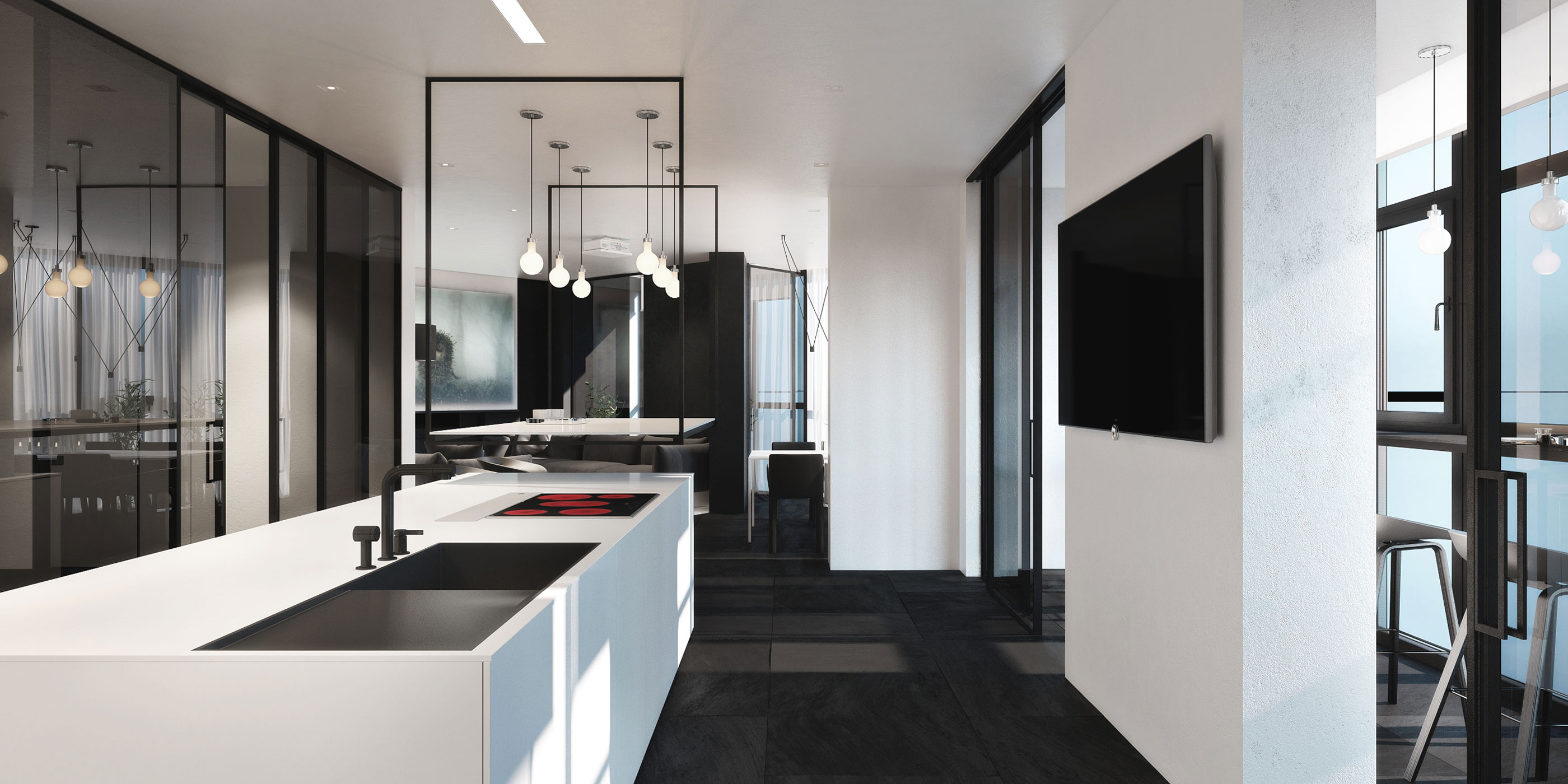 A Chic and Elegant Home with the Contrast of Black and White in Kiev, Ukraine by Igor Sirotov Architect (6)