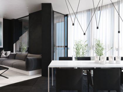 A Chic and Elegant Home with the Contrast of Black and White in Kiev, Ukraine by Igor Sirotov Architect (8)