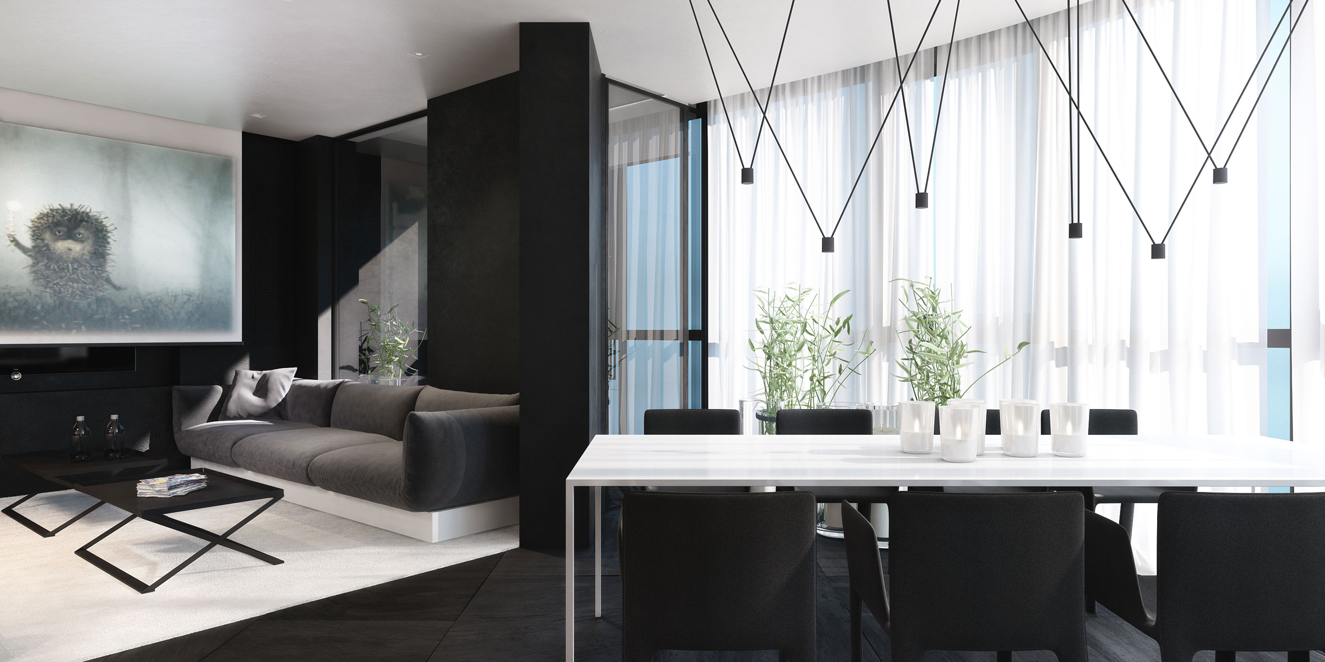 A Chic and Elegant Home with the Contrast of Black and White in Kiev, Ukraine by Igor Sirotov Architect (8)