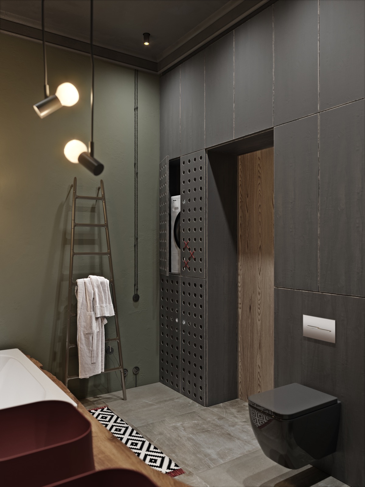 A Cozy Modern Apartment with Vibrant Pops of Red and Rustic Accents in Kiev, Ukraine by Alesya Kasianenko (18)