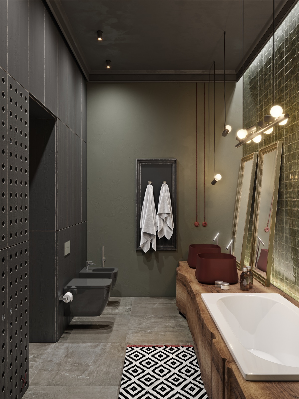 A Cozy Modern Apartment with Vibrant Pops of Red and Rustic Accents in Kiev, Ukraine by Alesya Kasianenko (19)