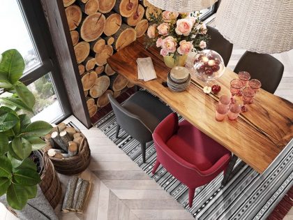 A Cozy Modern Apartment with Vibrant Pops of Red and Rustic Accents in Kiev, Ukraine by Alesya Kasianenko (7)