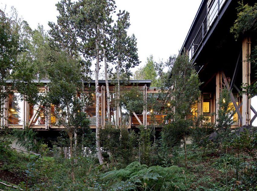 A Dramatic and Rustic Modern Home Shielded by Beautiful Forest in Puerto Varas by Aranguiz-Bunster Arquitectos (17)