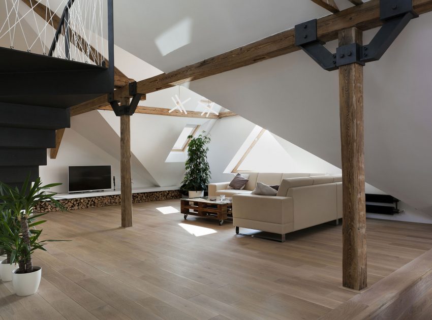 A Former Attic Becomes a Cozy Modern Loft in Prague, Czech Republic by B² Architecture (2)