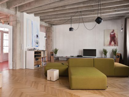 A Four-Room Apartment Transformed into a Multi Functional Space for Art, Working and a Good Turntable in Bratislava by gutgut (1)