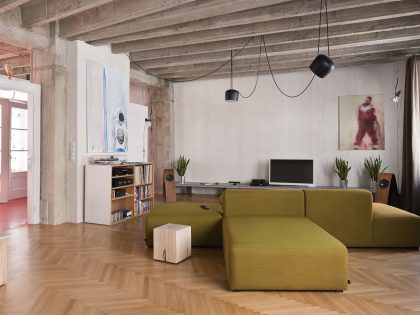 A Four-Room Apartment Transformed into a Multi Functional Space for Art, Working and a Good Turntable in Bratislava