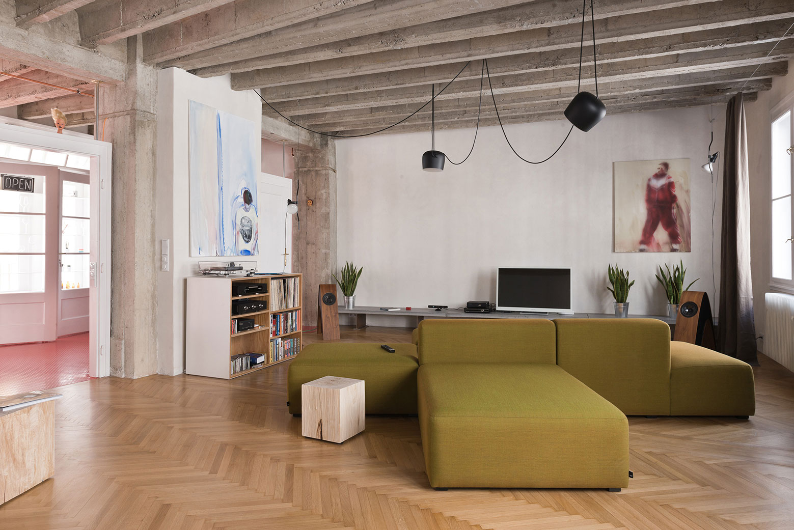A Four-Room Apartment Transformed into a Multi Functional Space for Art, Working and a Good Turntable in Bratislava by gutgut (1)