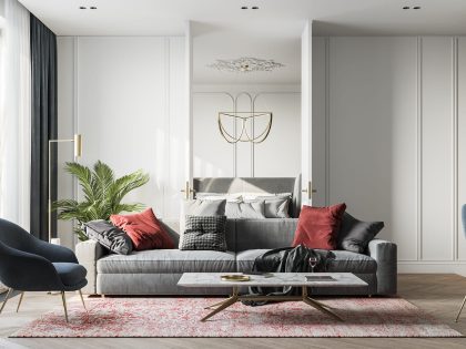 A Light and Bright Modern Apartment with Classic Elements in Moscow City